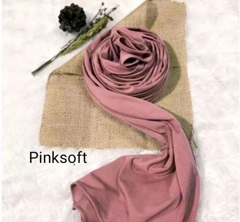 Jilbab Pashmina Kaos Pink Soft