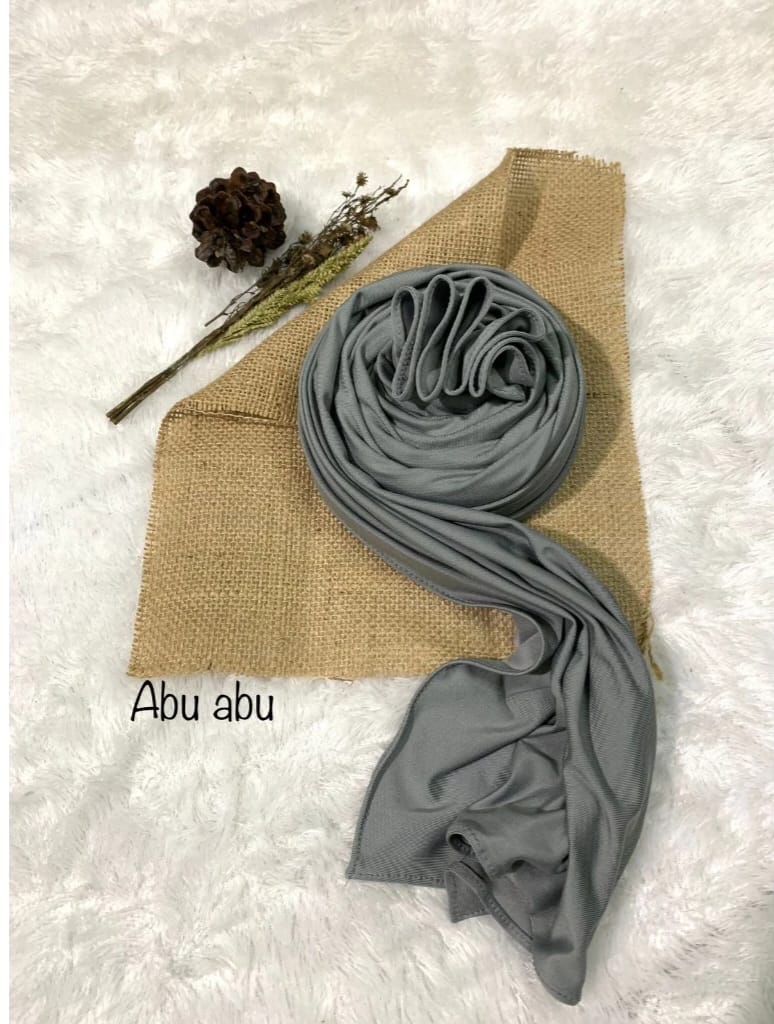 Jilbab Pashmina Kaos Abu Abu
